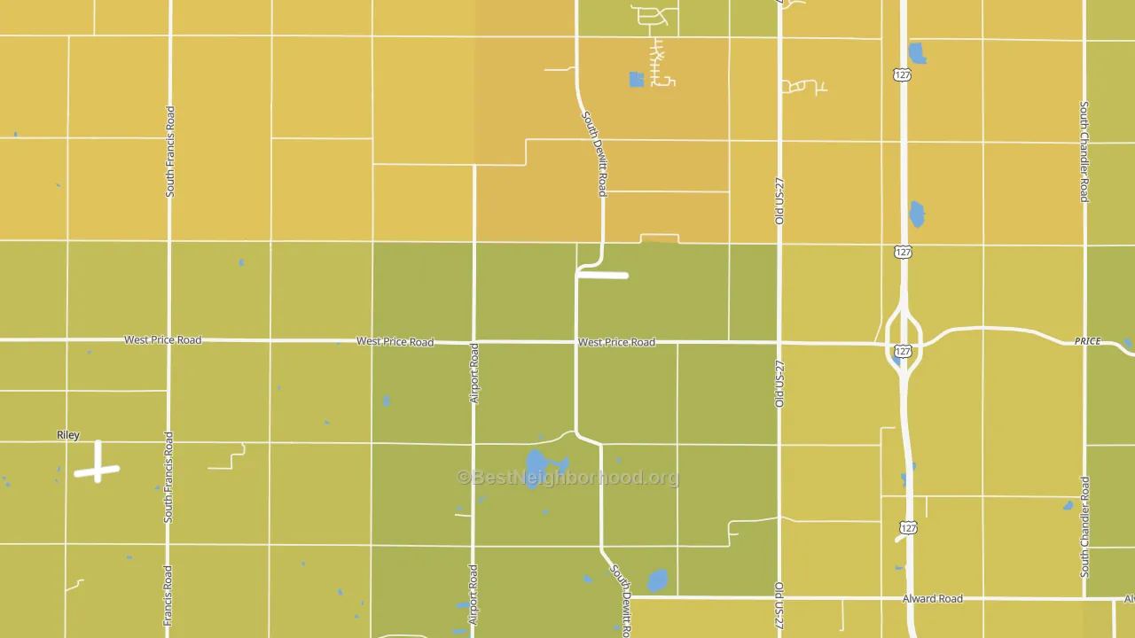 Map of the best neighborhoods in the Eureka area, with better matches in green and worse matches in red