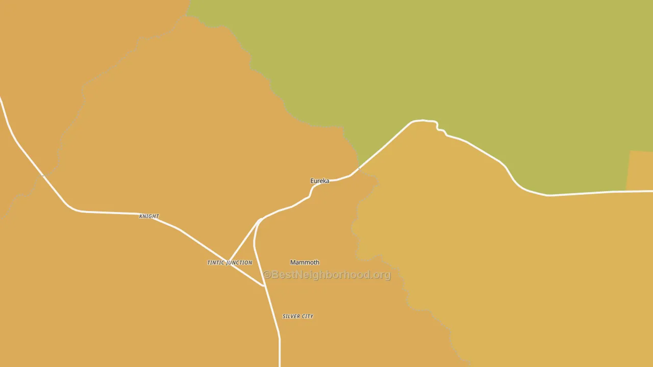 Map of the best neighborhoods in the Eureka area, with better matches in green and worse matches in red