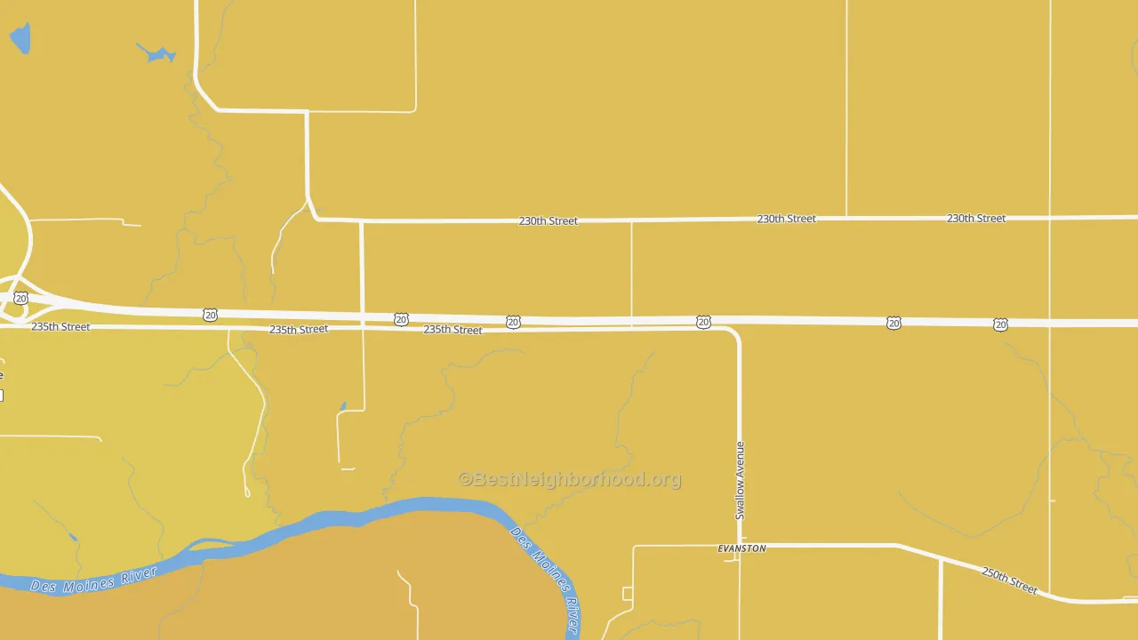 Map of the best neighborhoods in the Evanston area, with better matches in green and worse matches in red