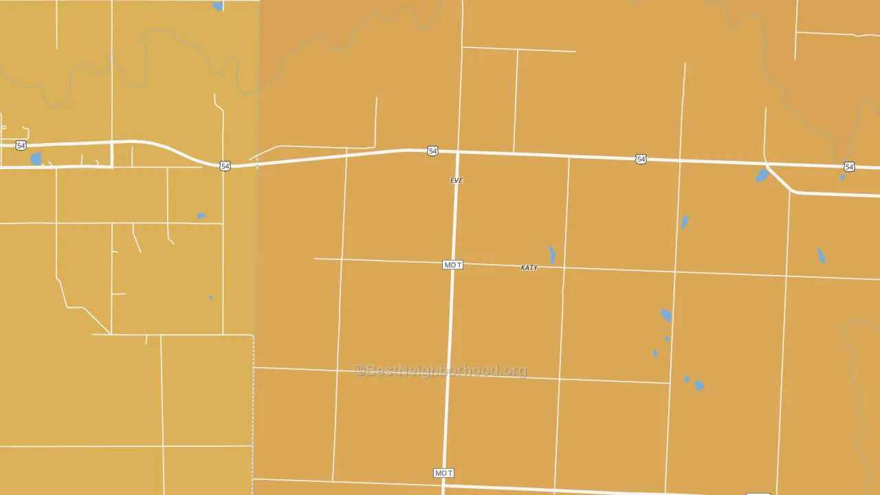 Map of the best neighborhoods in the Eve area, with better matches in green and worse matches in red