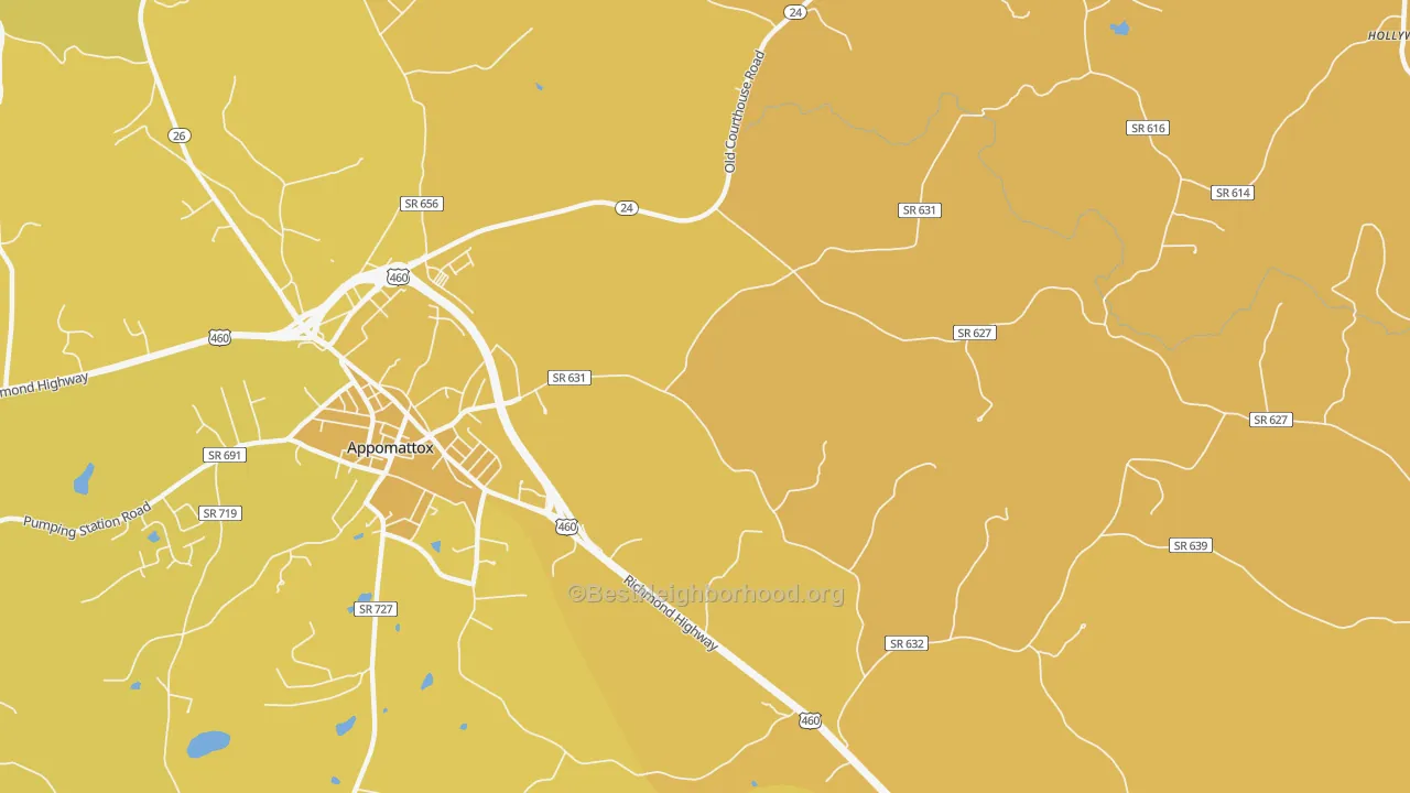 Map of the best neighborhoods in the Evergreen area, with better matches in green and worse matches in red