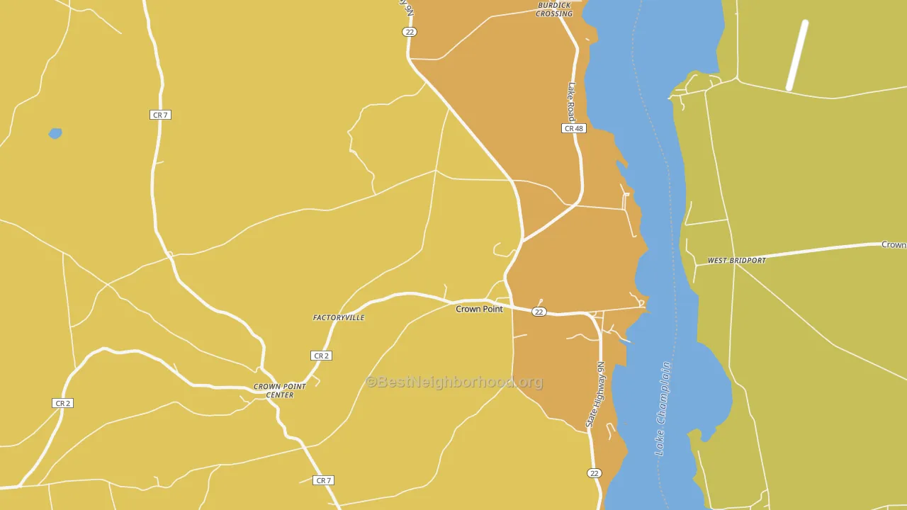 Map of the best neighborhoods in the Factoryville area, with better matches in green and worse matches in red