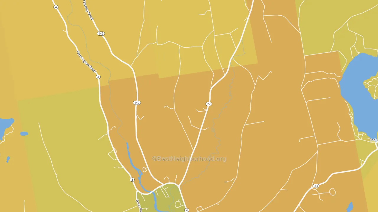 Map of the best neighborhoods in the Fairbanks area, with better matches in green and worse matches in red