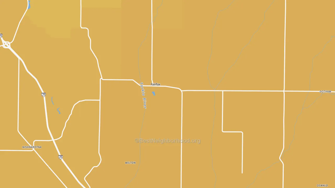 Map of the best neighborhoods in the Fairfax area, with better matches in green and worse matches in red