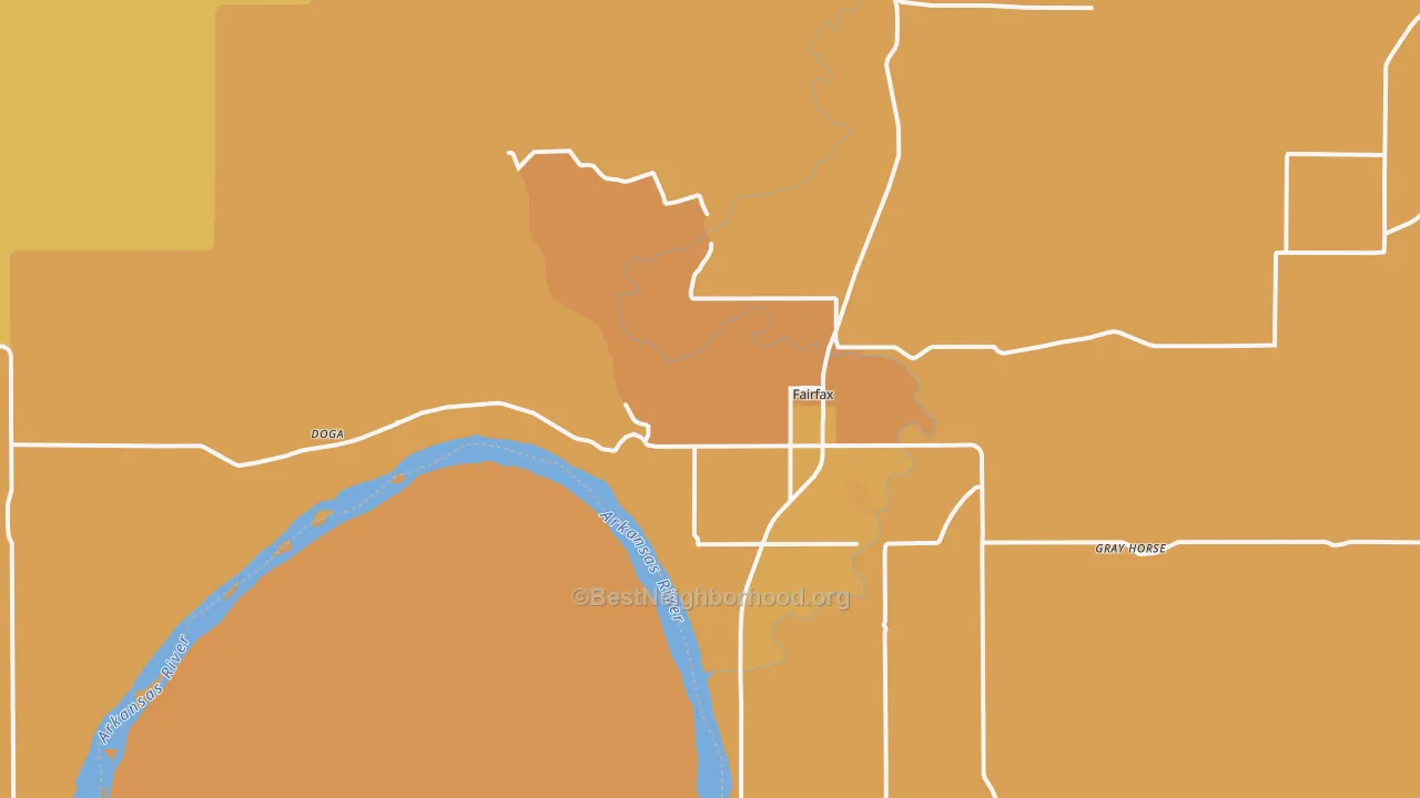 Map of the best neighborhoods in the Fairfax area, with better matches in green and worse matches in red