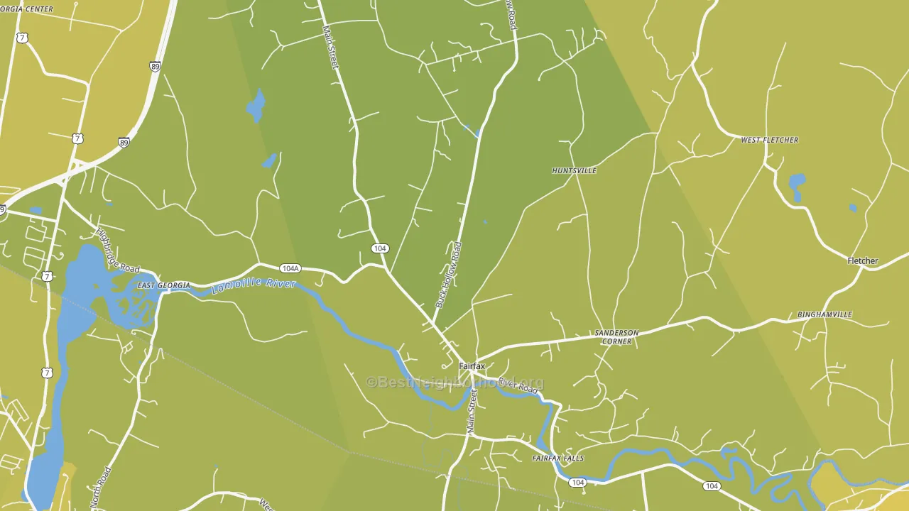 Map of the best neighborhoods in the Fairfax area, with better matches in green and worse matches in red