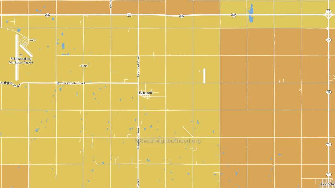 Map of the best neighborhoods in the Fairmont area, with better matches in green and worse matches in red