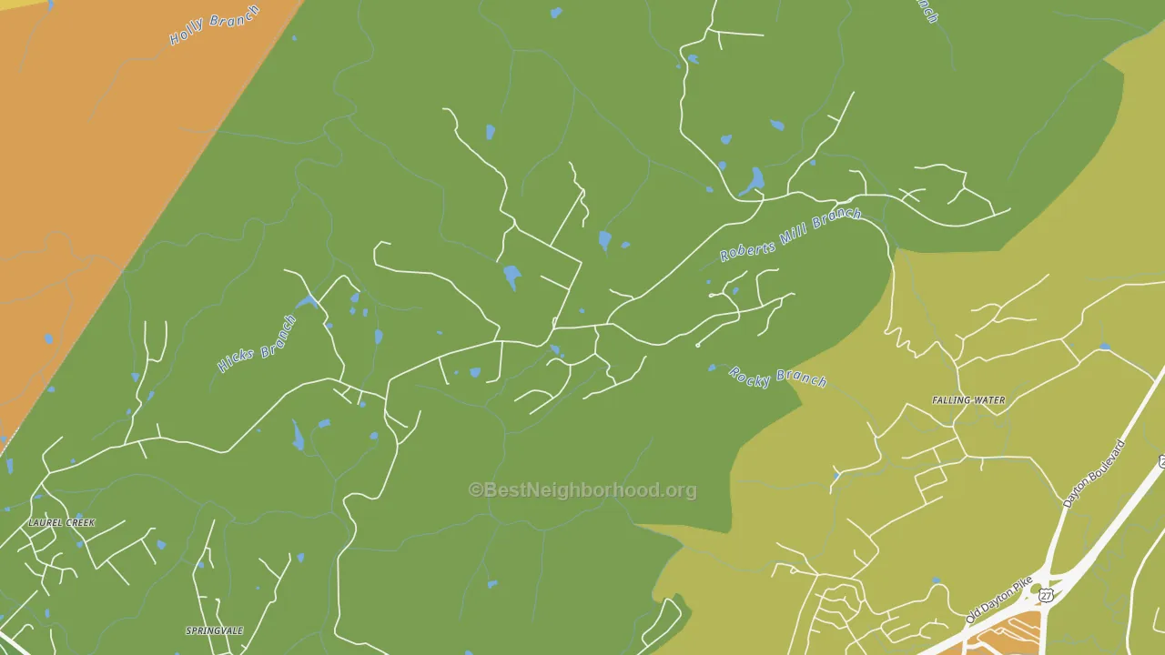 Map of the best neighborhoods in the Fairmount area, with better matches in green and worse matches in red