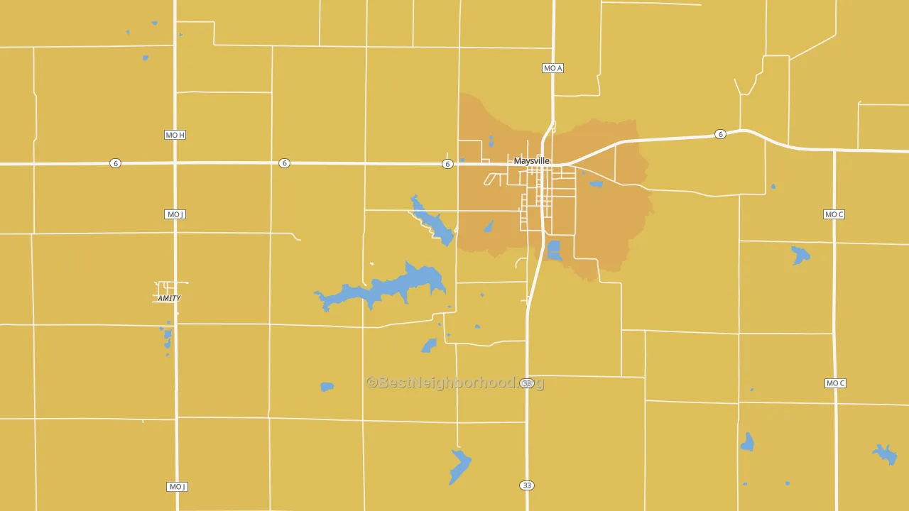 Map of the best neighborhoods in the Fairport area, with better matches in green and worse matches in red