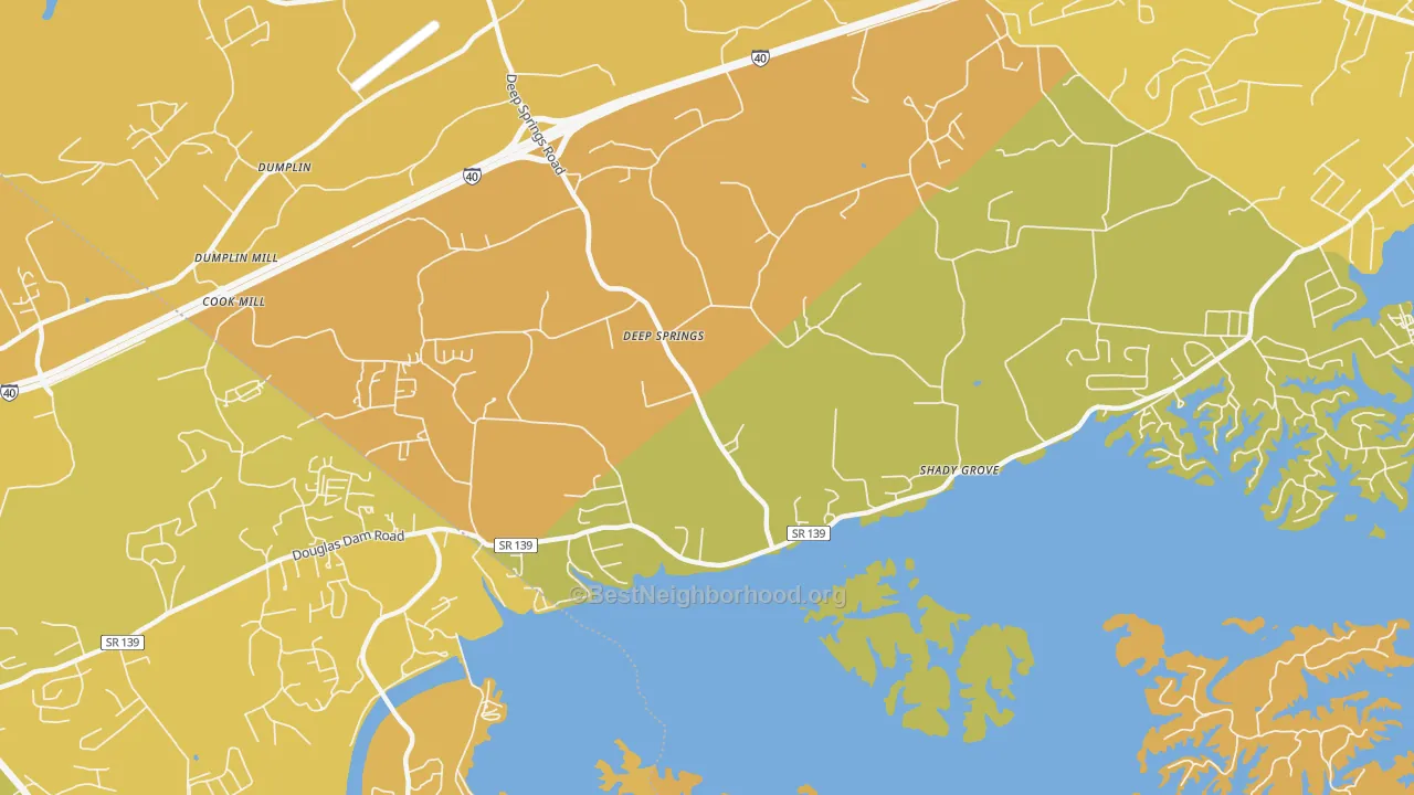Map of the best neighborhoods in the Fairview Heights area, with better matches in green and worse matches in red