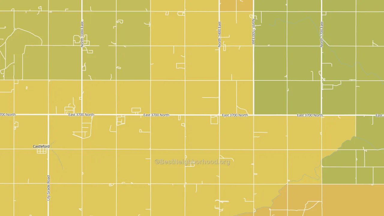 Map of the best neighborhoods in the Fairview area, with better matches in green and worse matches in red