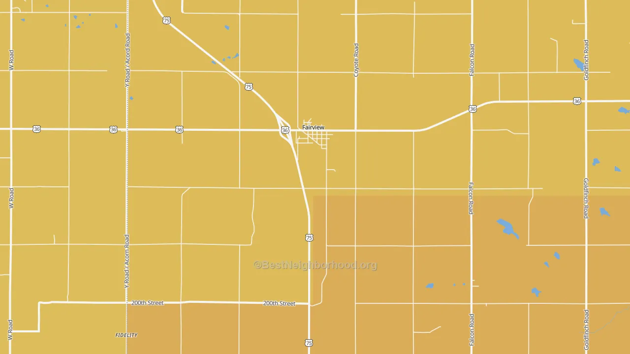 Map of the best neighborhoods in the Fairview area, with better matches in green and worse matches in red
