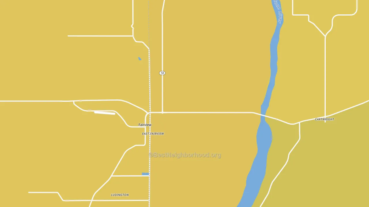 Map of the best neighborhoods in the Fairview area, with better matches in green and worse matches in red