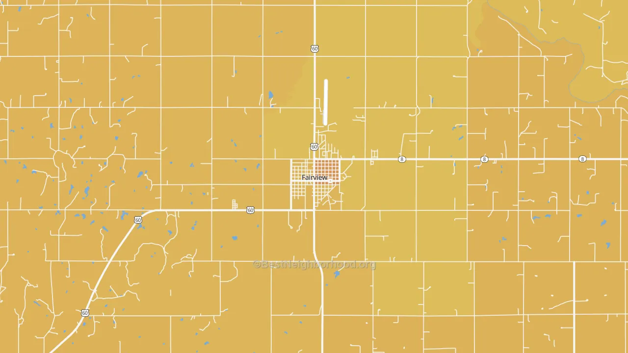 Map of the best neighborhoods in the Fairview area, with better matches in green and worse matches in red