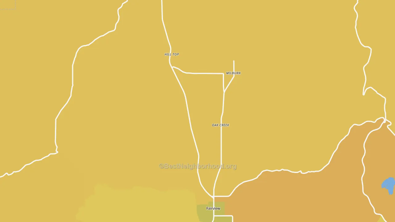 Map of the best neighborhoods in the Fairview area, with better matches in green and worse matches in red