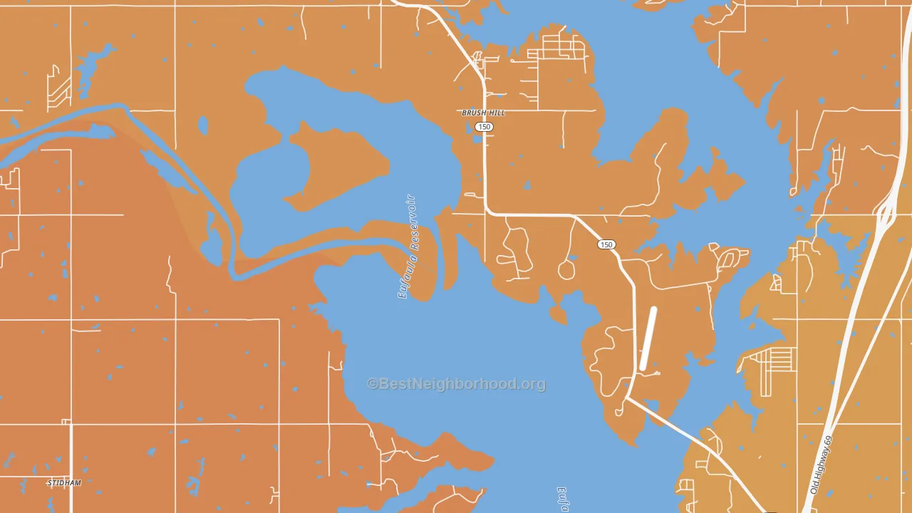 Map of the best neighborhoods in the Fame area, with better matches in green and worse matches in red