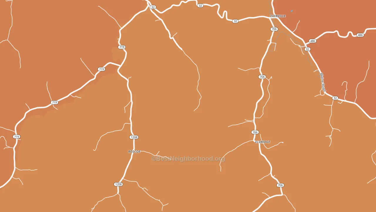 Map of the best neighborhoods in the Fannin area, with better matches in green and worse matches in red