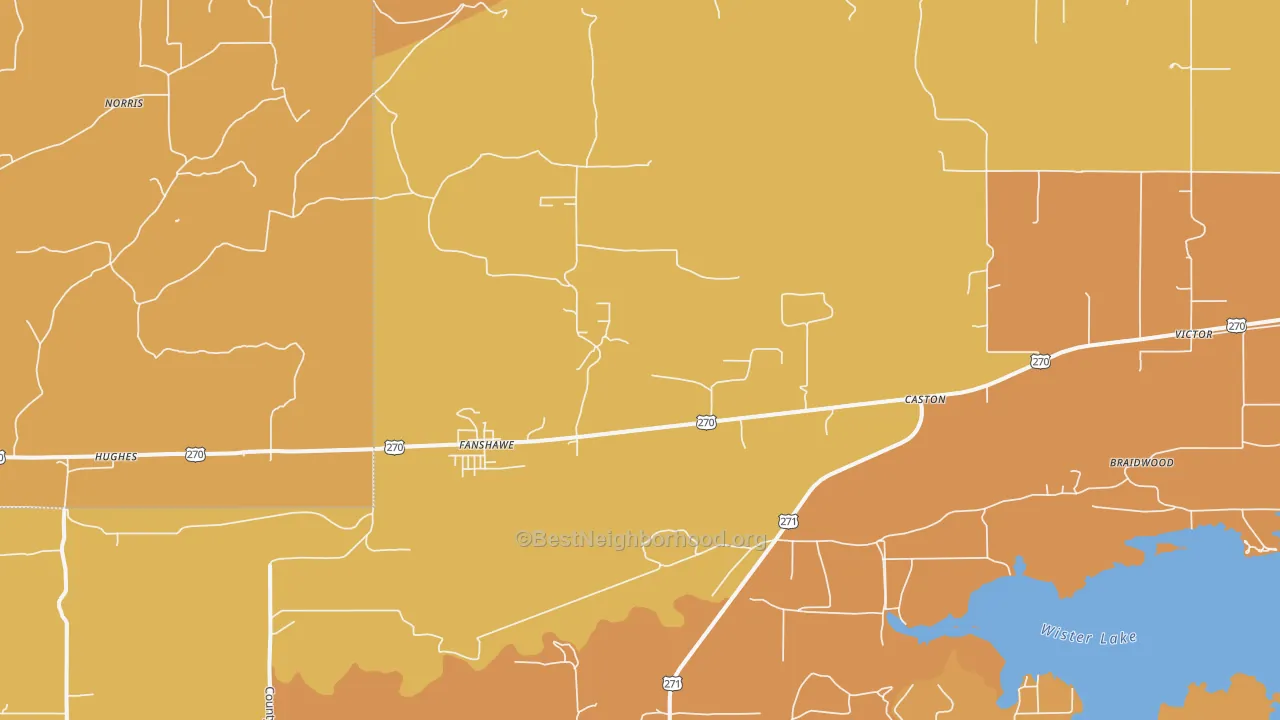 Map of the best neighborhoods in the Fanshawe area, with better matches in green and worse matches in red