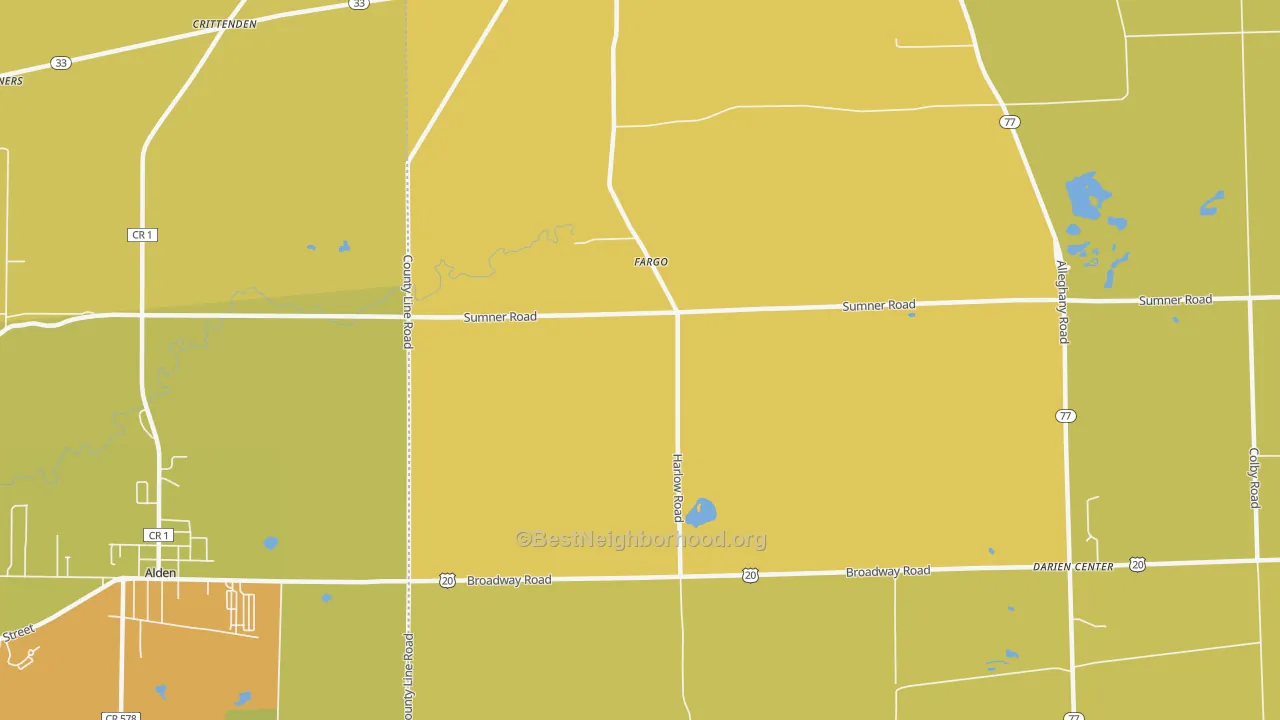 Map of the best neighborhoods in the Fargo area, with better matches in green and worse matches in red