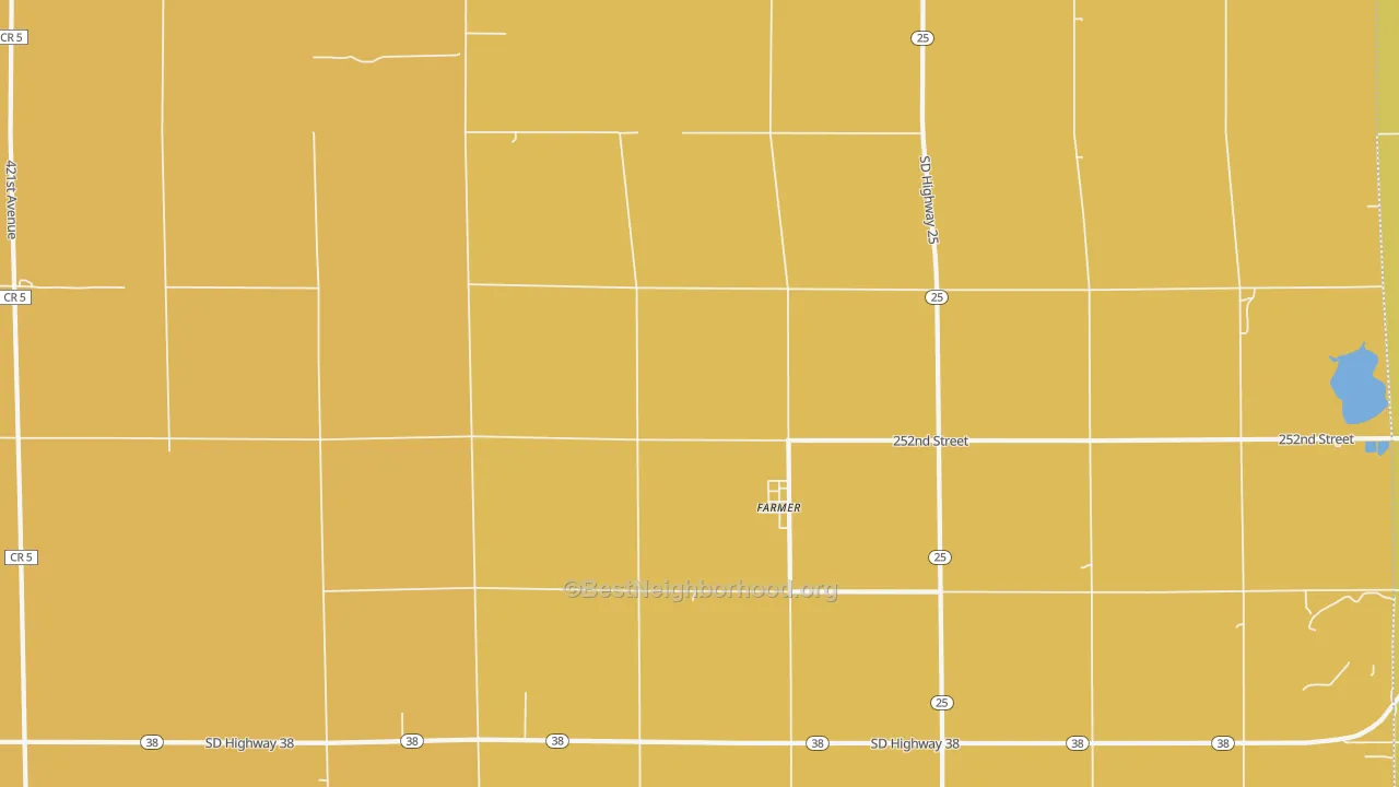 Map of the best neighborhoods in the Farmer area, with better matches in green and worse matches in red