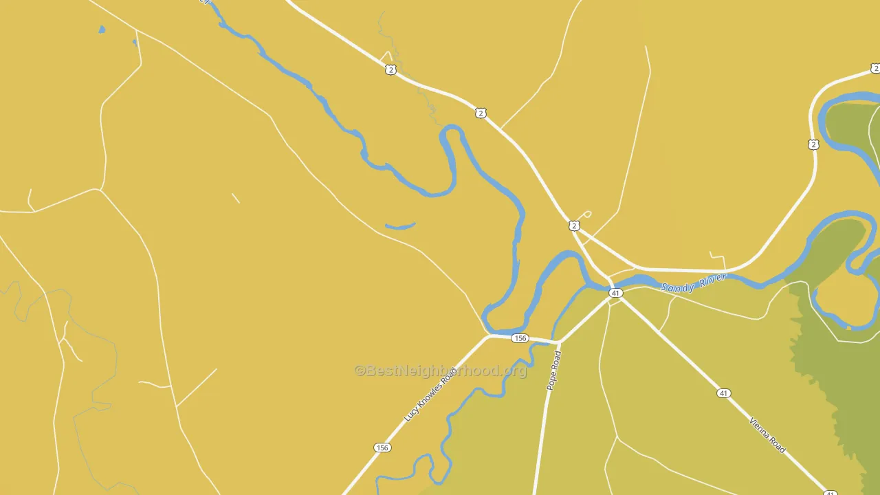 Map of the best neighborhoods in the Farmington Falls area, with better matches in green and worse matches in red