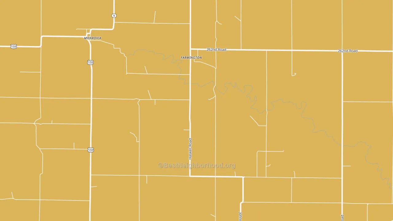 Map of the best neighborhoods in the Farmington area, with better matches in green and worse matches in red