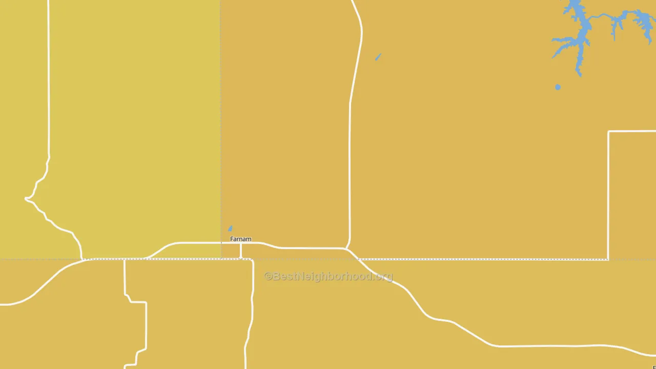 Map of the best neighborhoods in the Farnam area, with better matches in green and worse matches in red