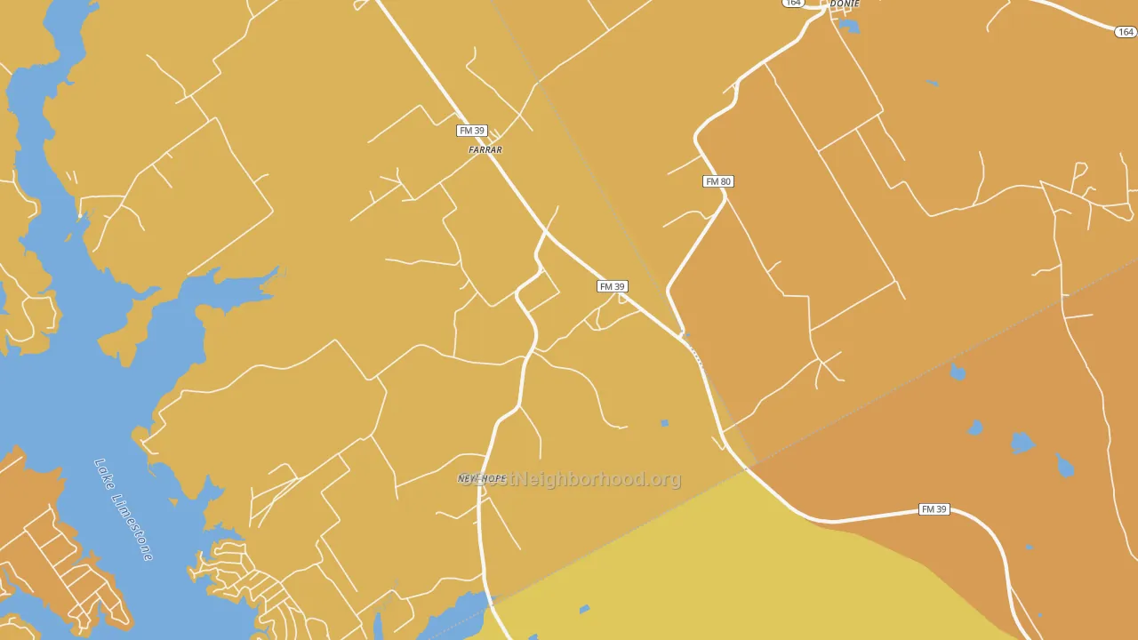 Map of the best neighborhoods in the Farrar area, with better matches in green and worse matches in red