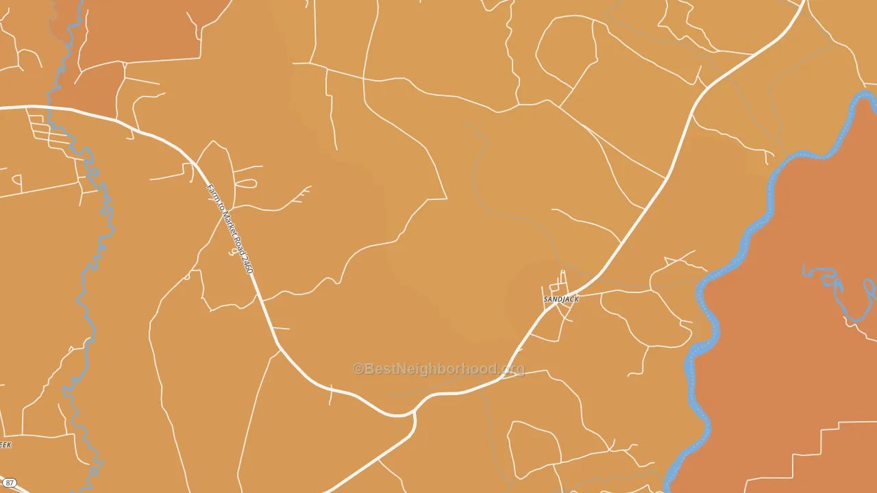Map of the best neighborhoods in the Fawil area, with better matches in green and worse matches in red