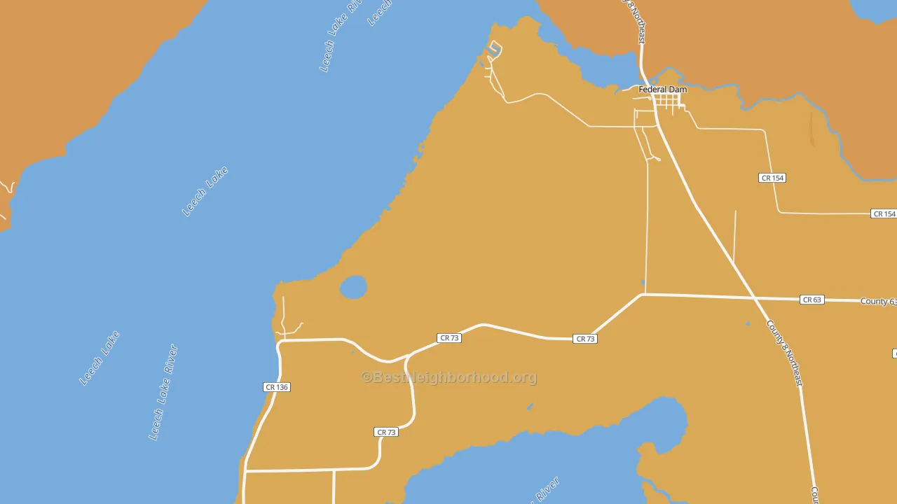 Map of the best neighborhoods in the Federal Dam area, with better matches in green and worse matches in red