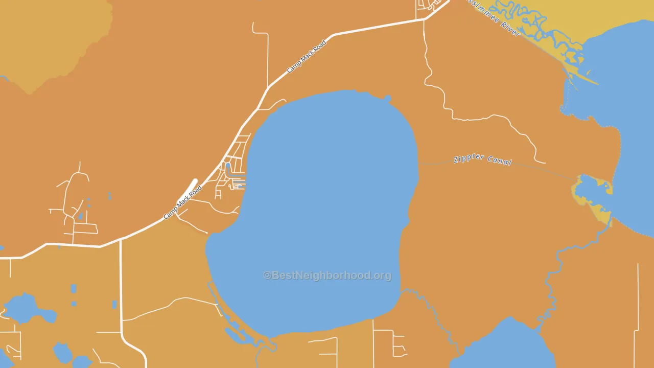 Map of the best neighborhoods in the Fedhaven area, with better matches in green and worse matches in red