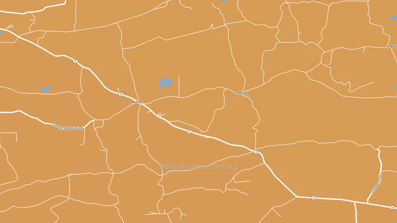 Map of the best neighborhoods in the Fendley area, with better matches in green and worse matches in red