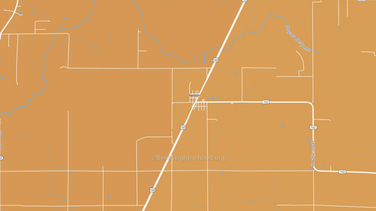 Map of the best neighborhoods in the Fenton area, with better matches in green and worse matches in red