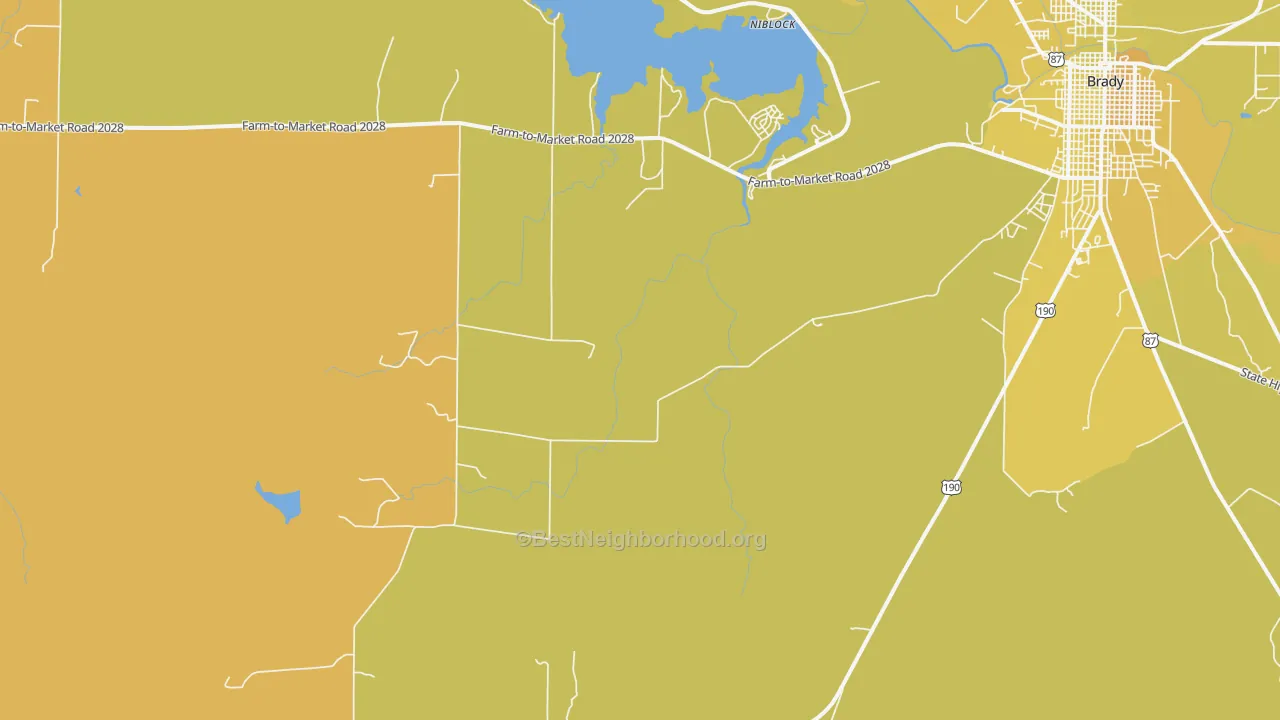 Map of the best neighborhoods in the Fife area, with better matches in green and worse matches in red