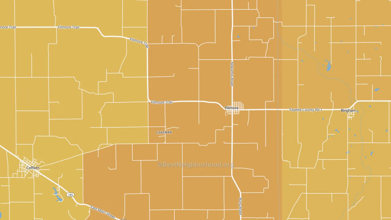 Map of the best neighborhoods in the Fillmore area, with better matches in green and worse matches in red