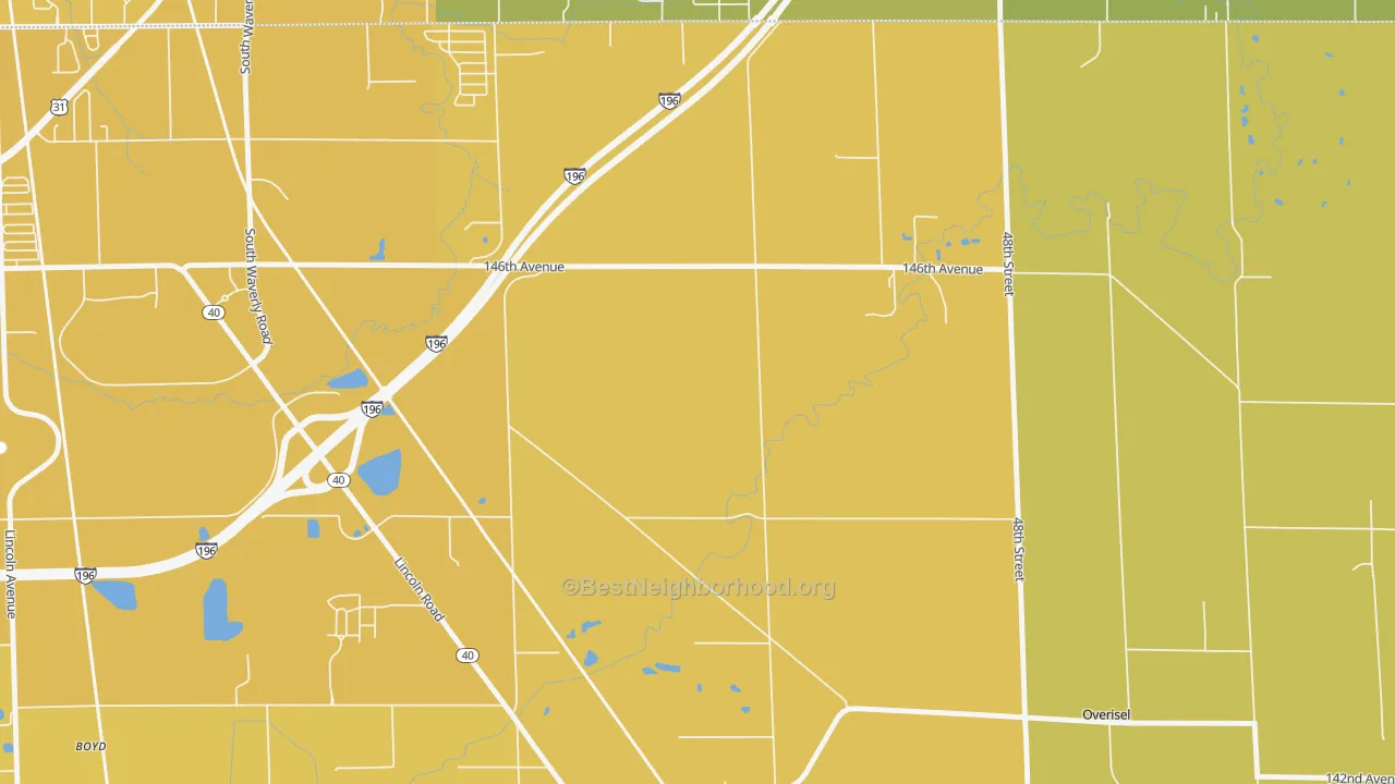 Map of the best neighborhoods in the Fillmore area, with better matches in green and worse matches in red