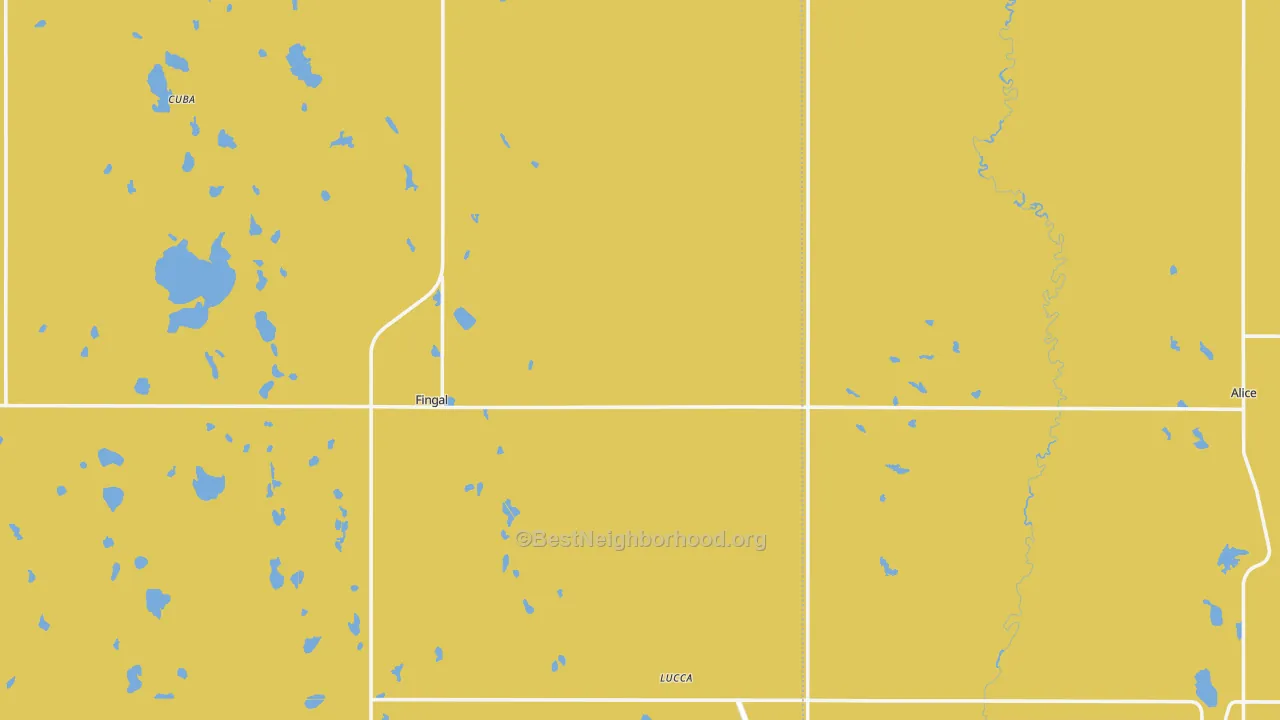 Map of the best neighborhoods in the Fingal area, with better matches in green and worse matches in red