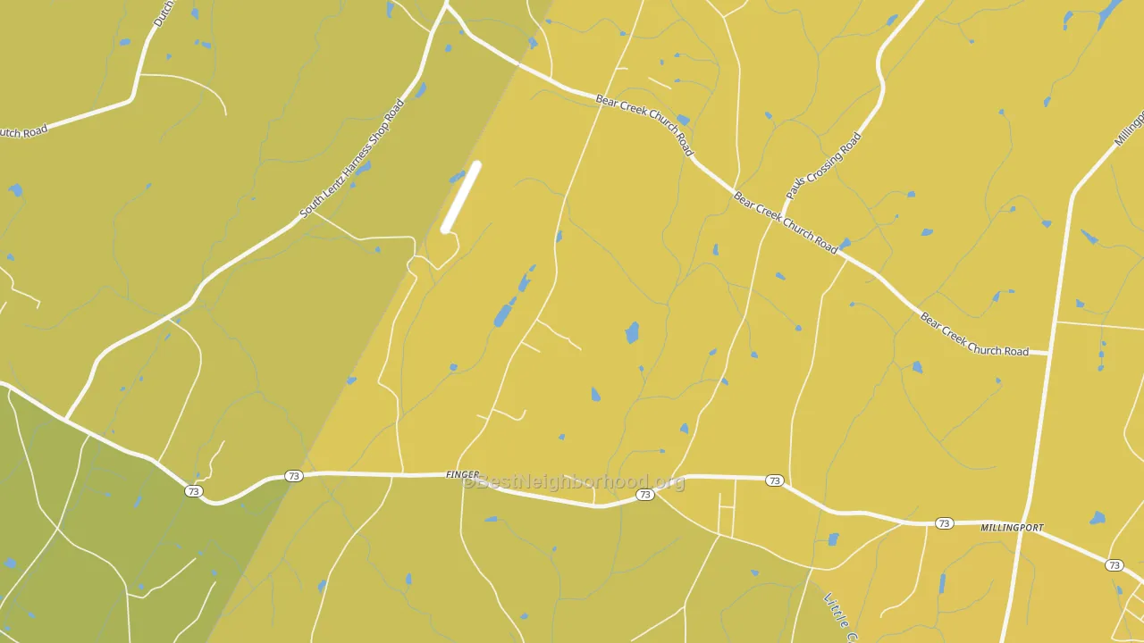 Map of the best neighborhoods in the Finger area, with better matches in green and worse matches in red