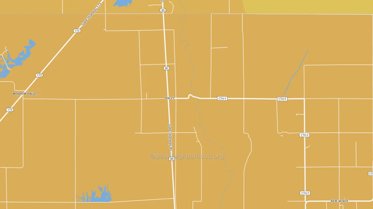 Map of the best neighborhoods in the Finley area, with better matches in green and worse matches in red