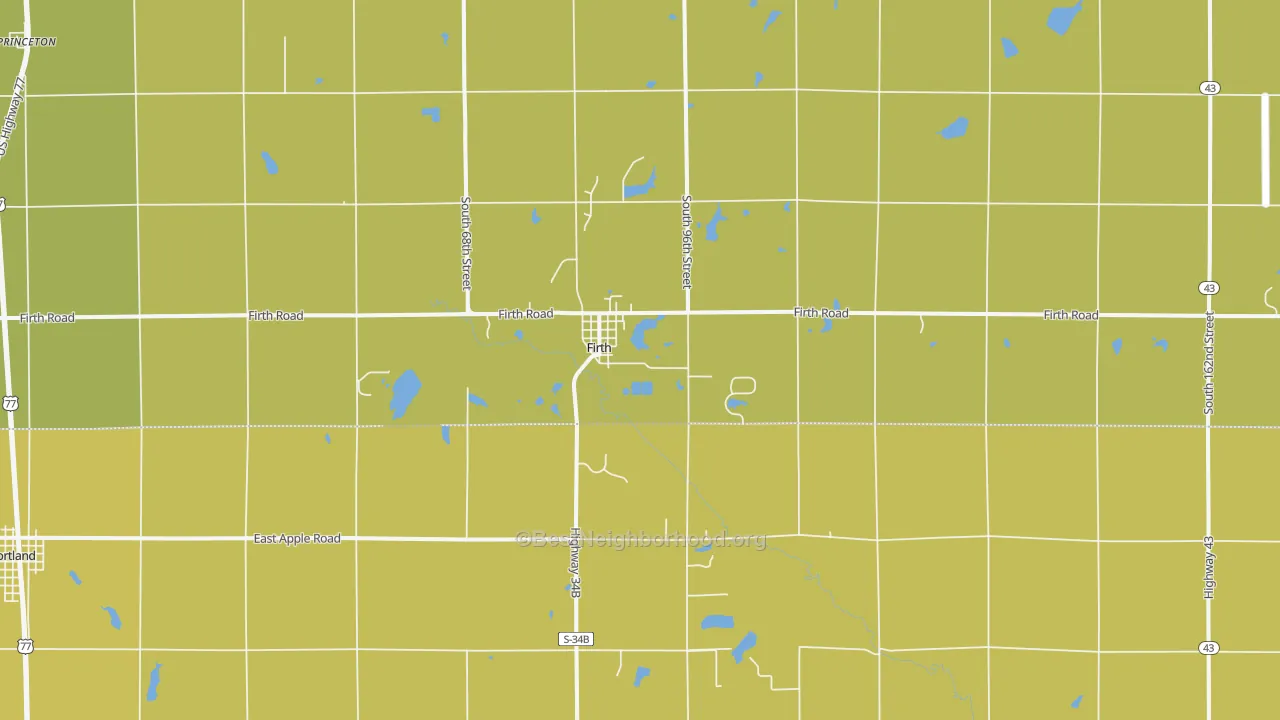 Map of the best neighborhoods in the Firth area, with better matches in green and worse matches in red