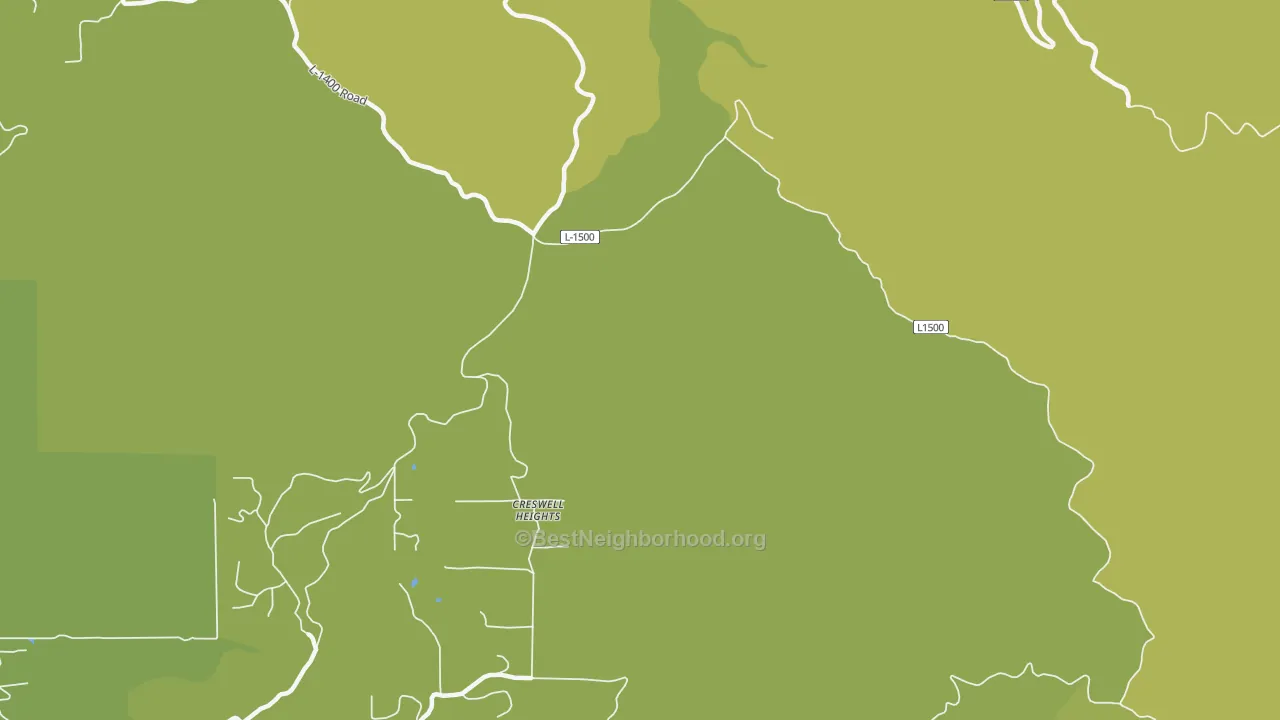 Map of the best neighborhoods in the Fisher area, with better matches in green and worse matches in red