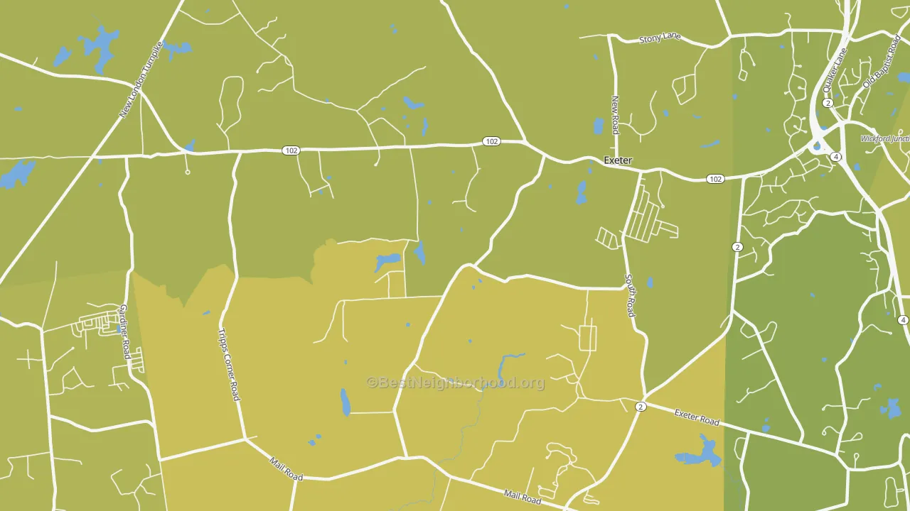 Map of the best neighborhoods in the Fisherville area, with better matches in green and worse matches in red