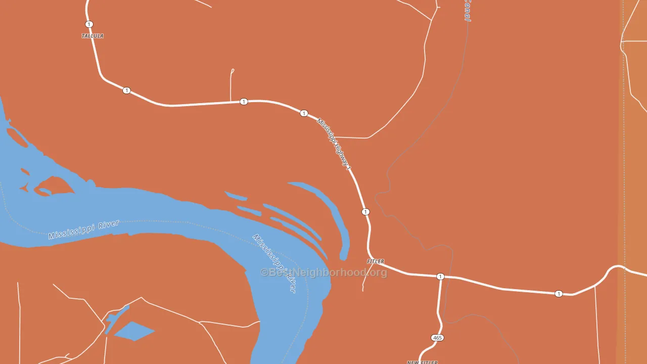 Map of the best neighborhoods in the Fitler area, with better matches in green and worse matches in red