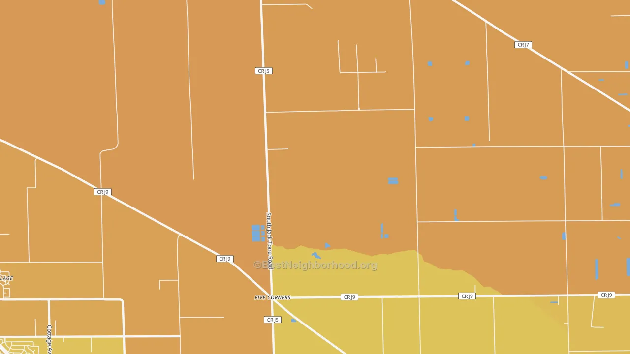Map of the best neighborhoods in the Five Corners area, with better matches in green and worse matches in red