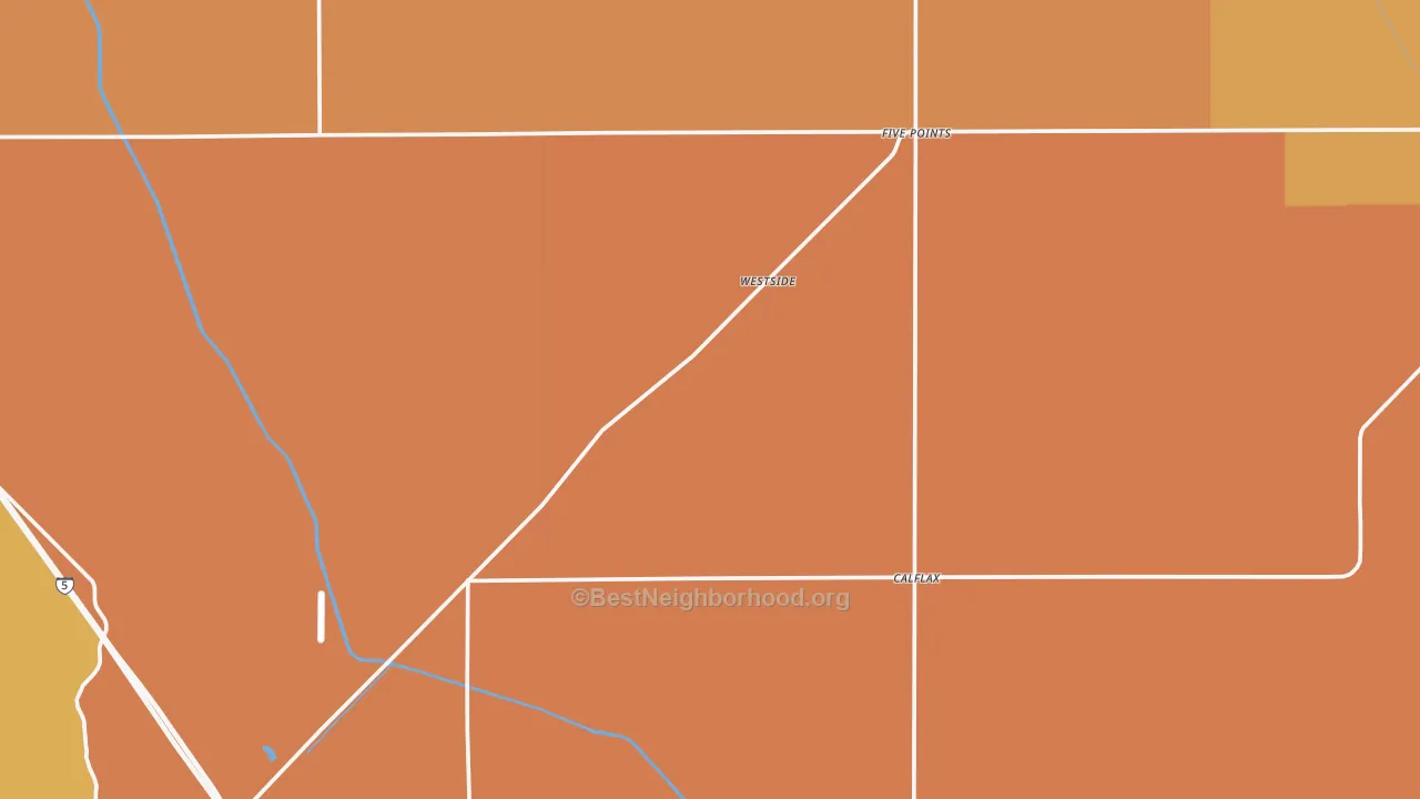 Map of the best neighborhoods in the Five Points area, with better matches in green and worse matches in red