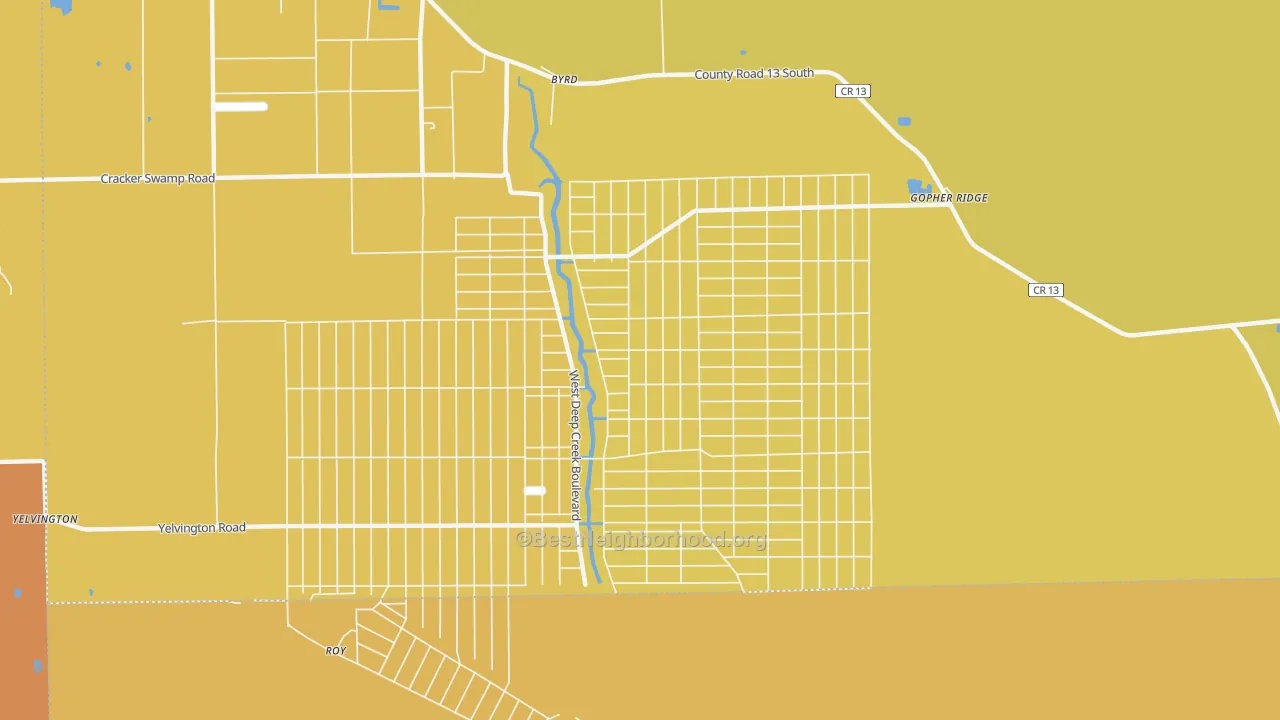 Map of the best neighborhoods in the Flagler Estates area, with better matches in green and worse matches in red