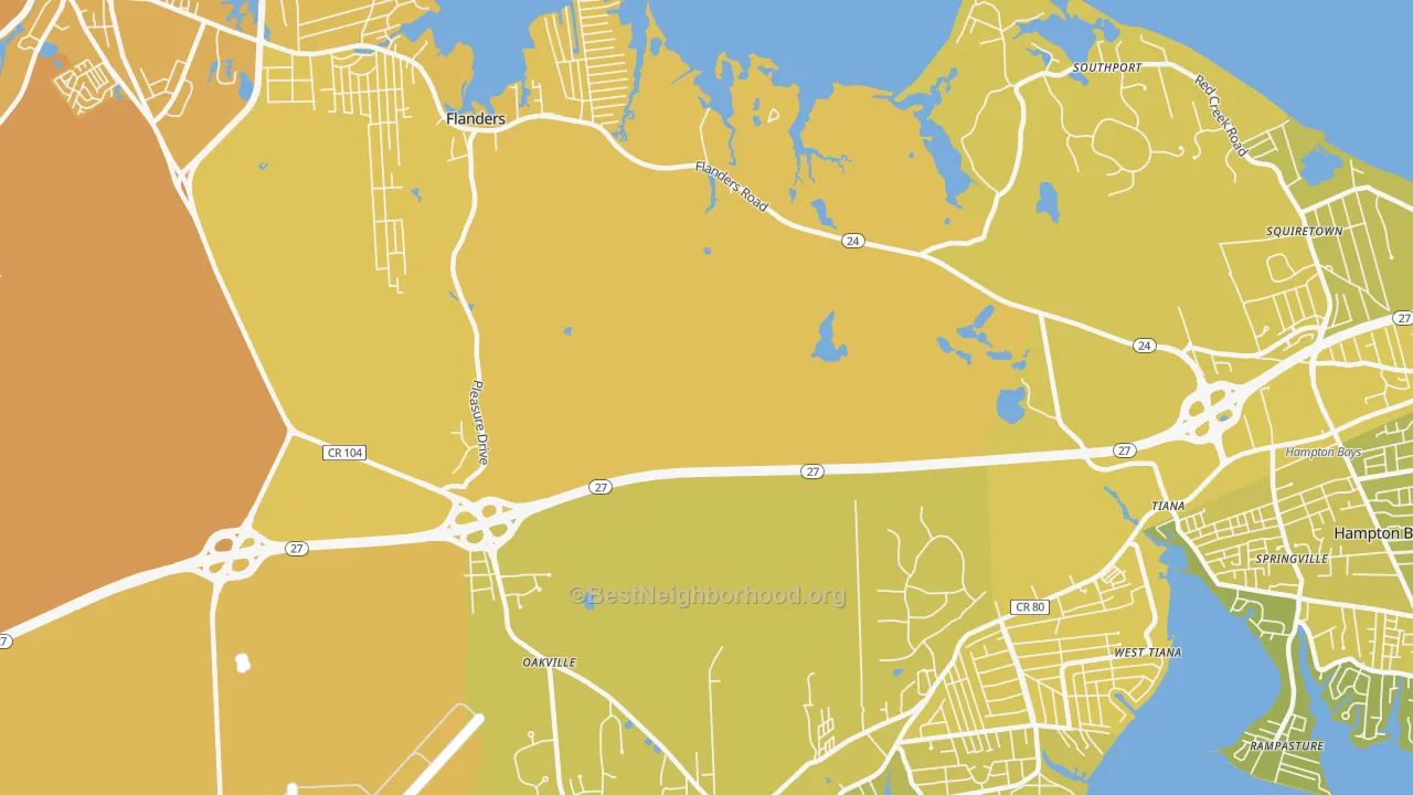 Map of the best neighborhoods in the Flanders area, with better matches in green and worse matches in red