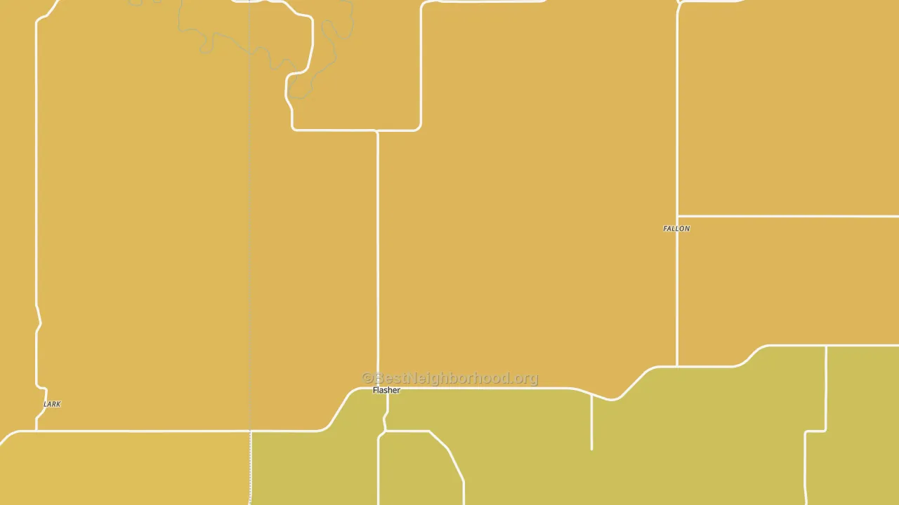 Map of the best neighborhoods in the Flasher area, with better matches in green and worse matches in red