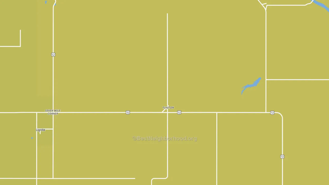 Map of the best neighborhoods in the Flaxton area, with better matches in green and worse matches in red