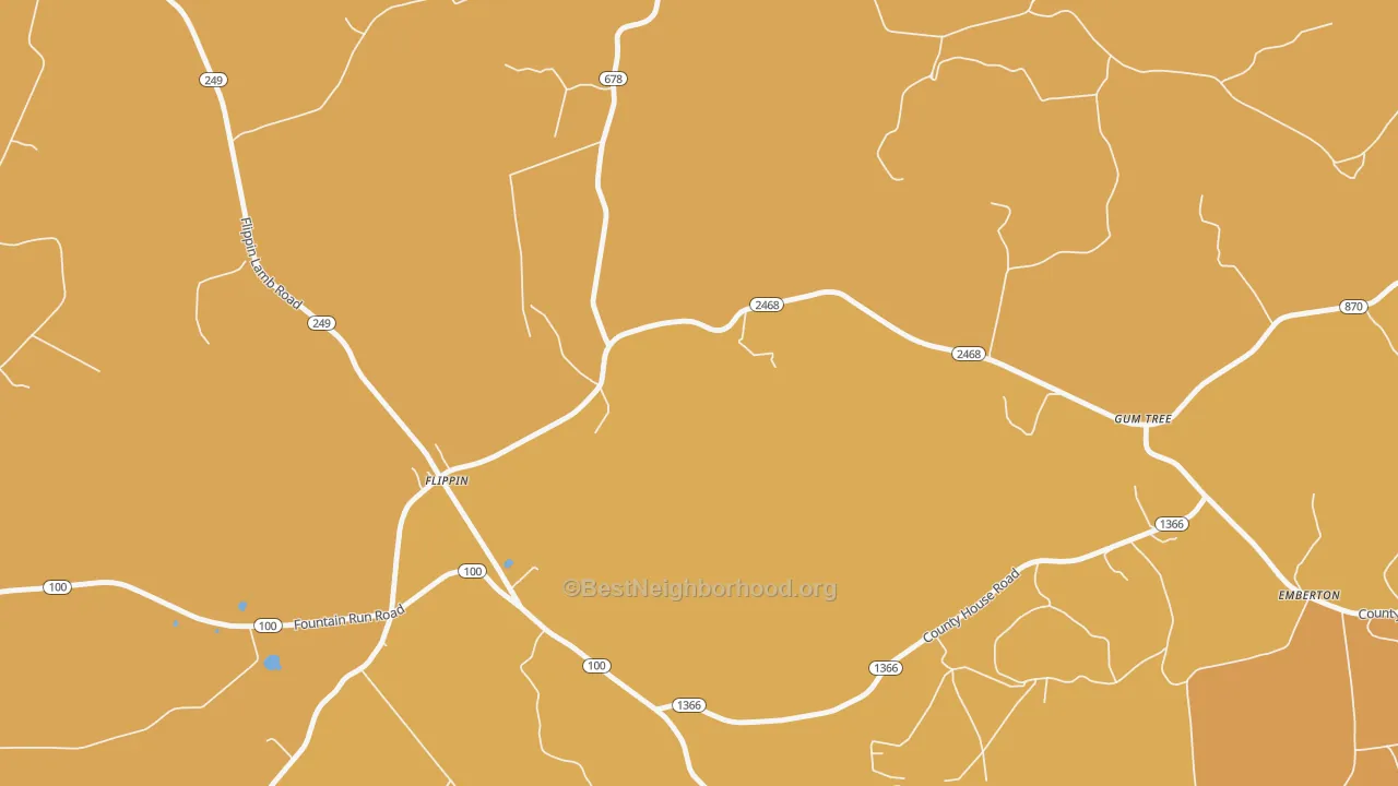 Map of the best neighborhoods in the Flippin area, with better matches in green and worse matches in red